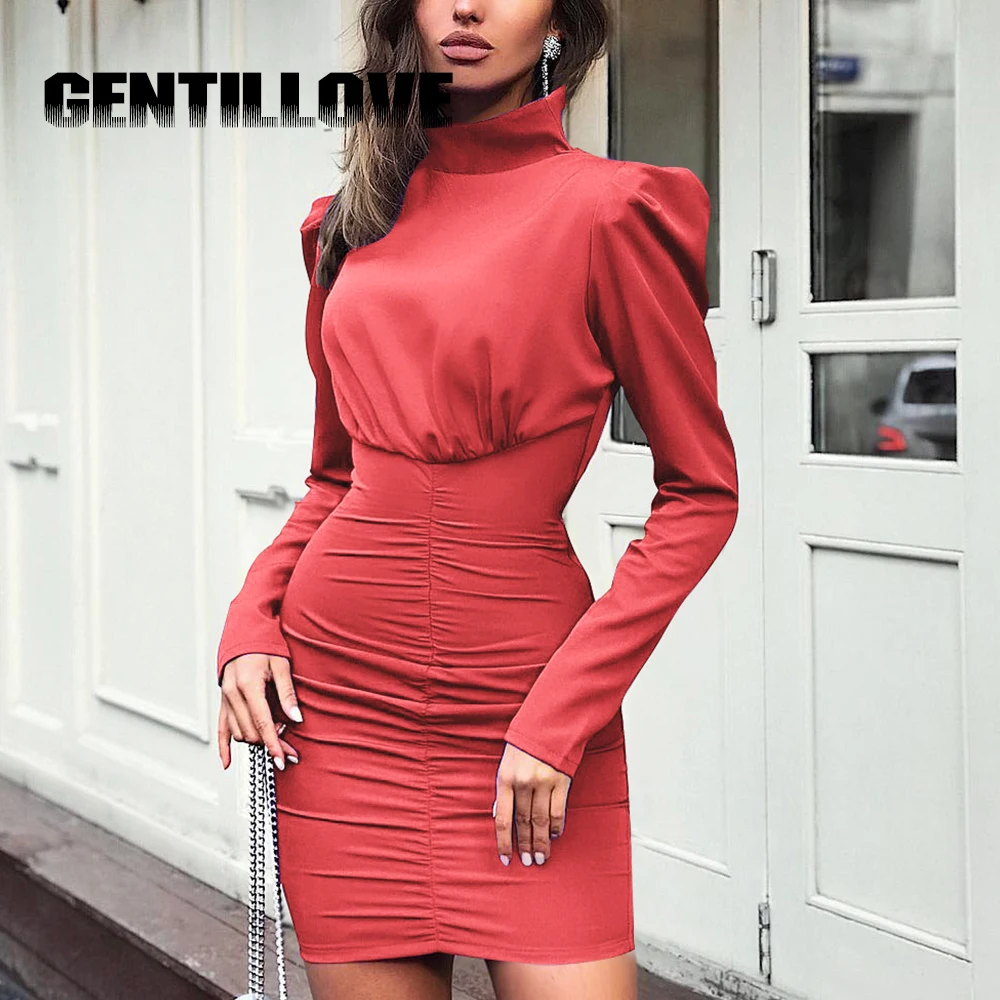Платье женское однотонное Облегающее пикантная водолазка вечерние приталенные