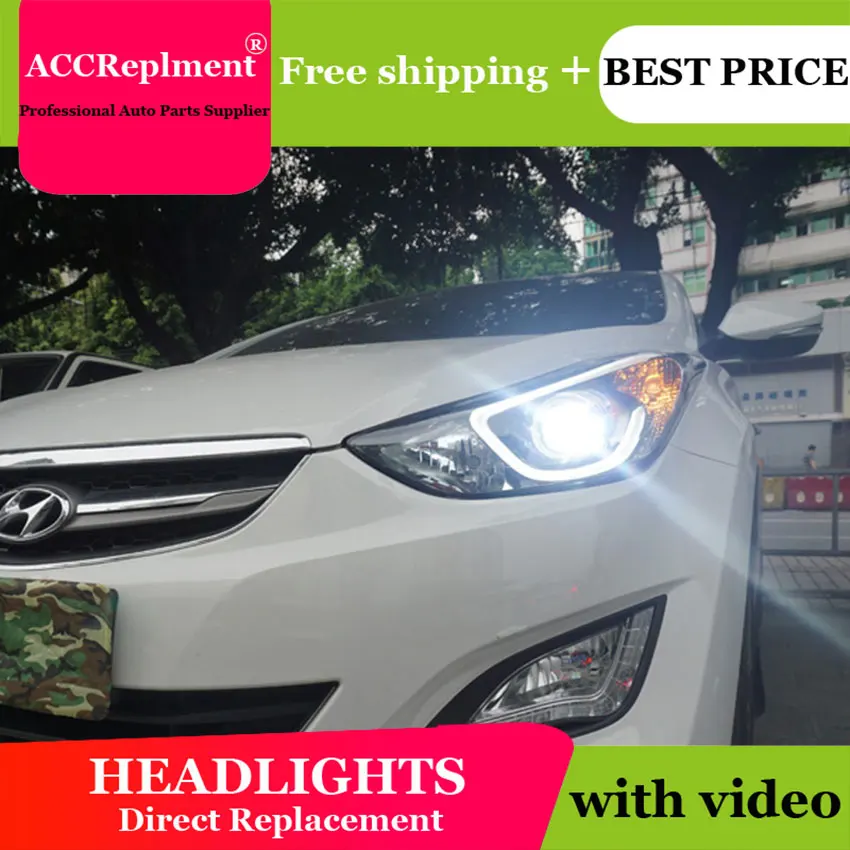 Автомобильный Стайлинг для фары для автомобиля Hyundai Elantra 2012- Elantra светодиодный задний фонарь светодиодный drl H7 Биксеноновая разрядная лампа высокой интенсивности с двойными линзами ближнего и дальнего света