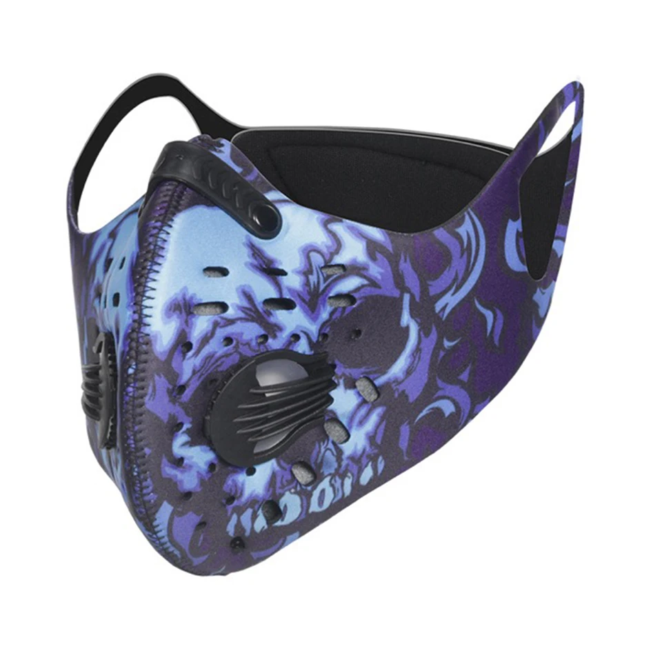 Roidismtor полумаска для лица с узором Дизайн Спорт на открытом воздухе Ветрозащитная маска двойной слой дыхательный 4-слойный фильтр 4 цвета - Цвет: MZ2-blue
