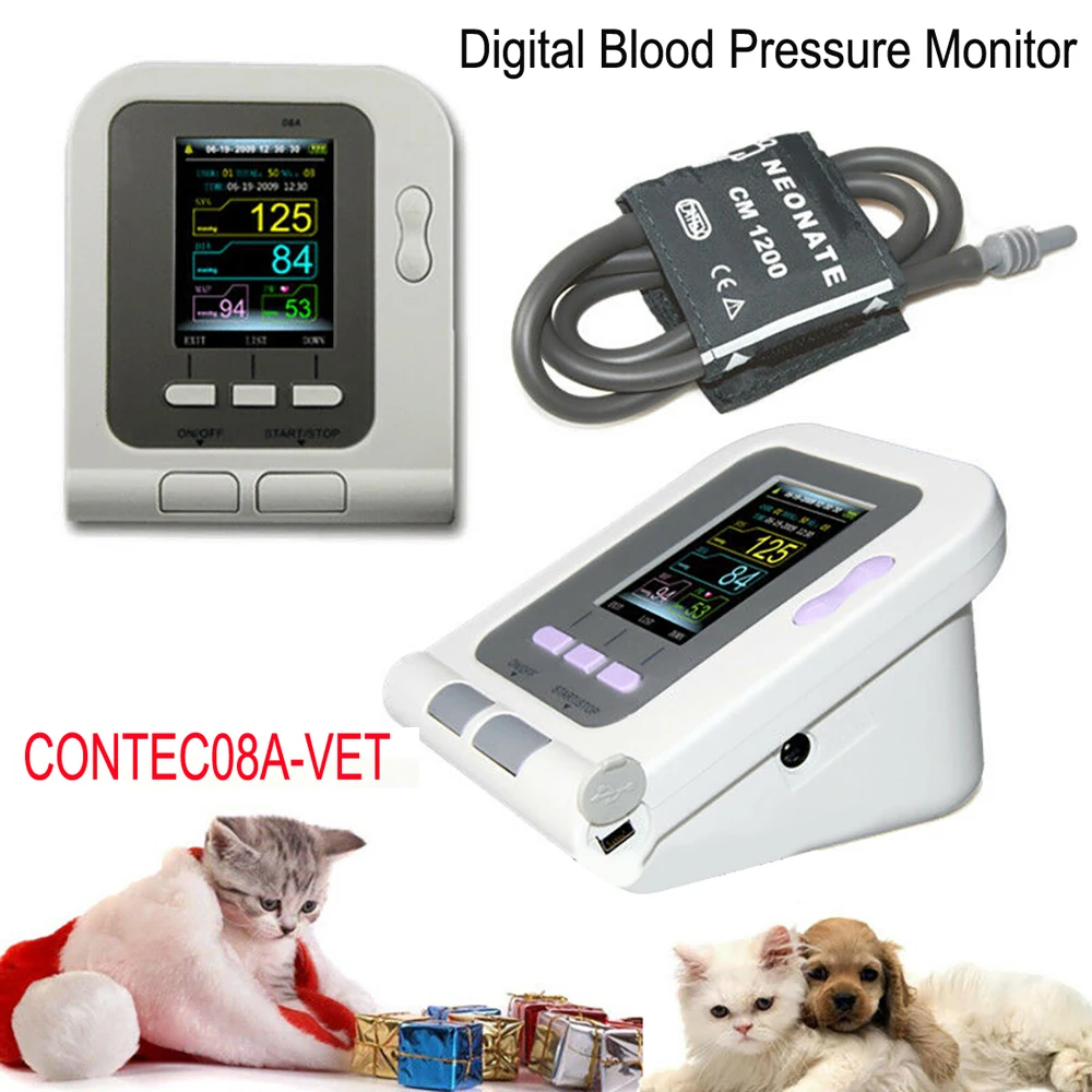 08A-VET Portable Veterinary Blood Pressure Monitor Digital Animal Electronic Sphygmomanomete PR Pulse Tester 6-11cm Cuff CE FDA