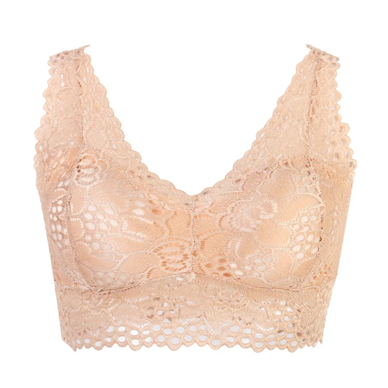 

Deep V Lace Bralette Seamless Padded Push Up Bra Sexy Lingerie Underwear Women Solid Lace Bra Sexy Seamless Push Up Padded Bras