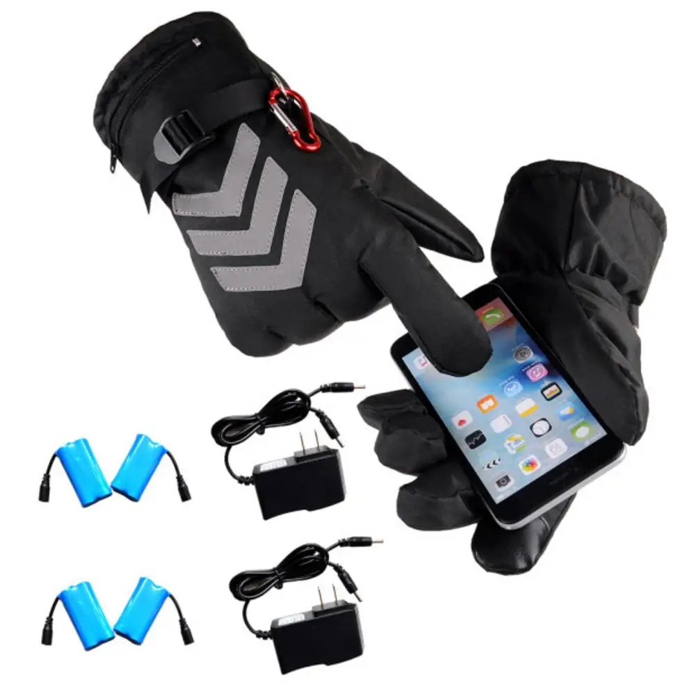 Аккумуляторные Электрические перезаряжаемые перчатки с подогревом водонепроницаемый ночной светоотражающий задний сенсорный экран мотоциклетные нагревательные перчатки США