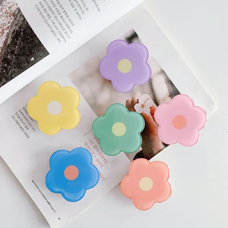 mobile grip holder Kawaii Korean Grip Tok Dropping Glue Fold Flower Phone Ring Holder Griptok For iPhone Samsung Huawei Xiaomi Phone Stand Bracket bedside phone holder