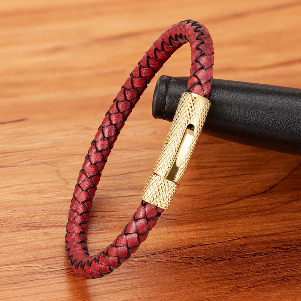 Bracelet Jewelry XQNI DIY Combination Stainless Steel Men's Leather Bracelet 19cm/21cm/23cm Sports Jewelry Men's Christmas Gift