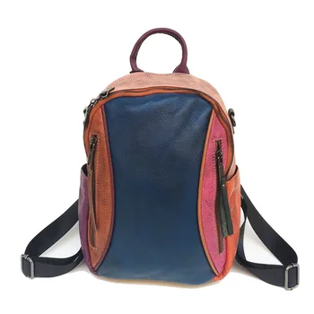 

2020 New Style Women's Leather Bags Hand-rub Color Backpack Women's Cow Leather Bag