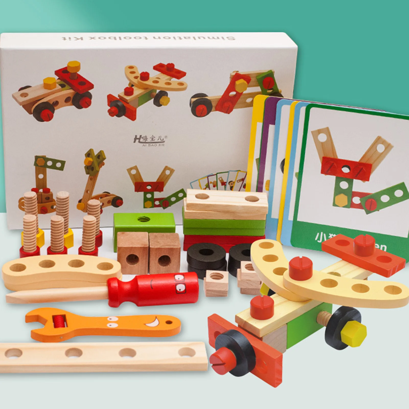 

Kids Wooden Toolbox Pretend Play Set Educational Montessori Toys Nut Disassembly Screw Assembly Simulation Repair Carpenter Tool