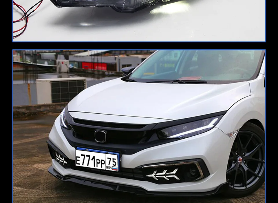 Головной фонарь для Honda CIVIC X G10- фары Противотуманные фары Дневные ходовые огни DRL H7 светодиодный Биксеноновая лампа автомобильные аксессуары