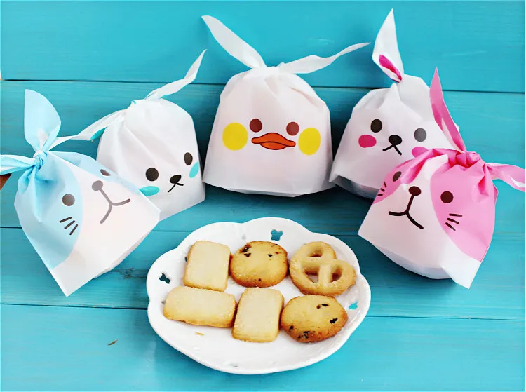 10pcs/lot Cute Rabbit Ear Cookie Bags  Snack Baking Package Wedding Favors Gifts decoration Gift Bags For Candy Biscuits