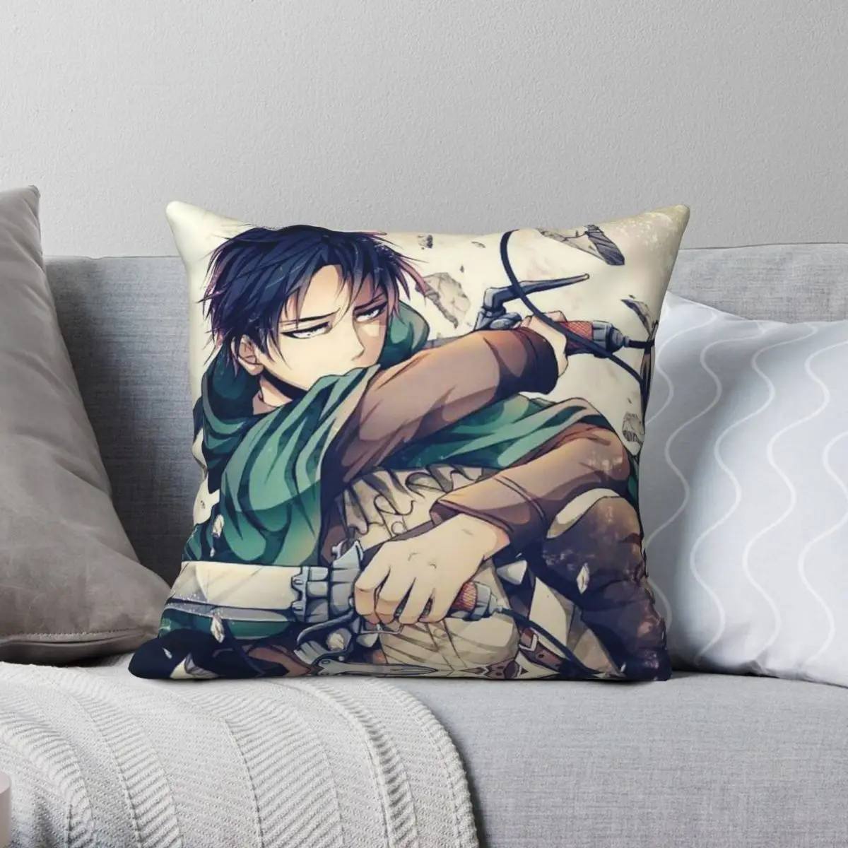 

Levi Square Pillowcase Polyester Linen Velvet Pattern Zip Decorative Pillow Case Bed Cushion Cover 18"