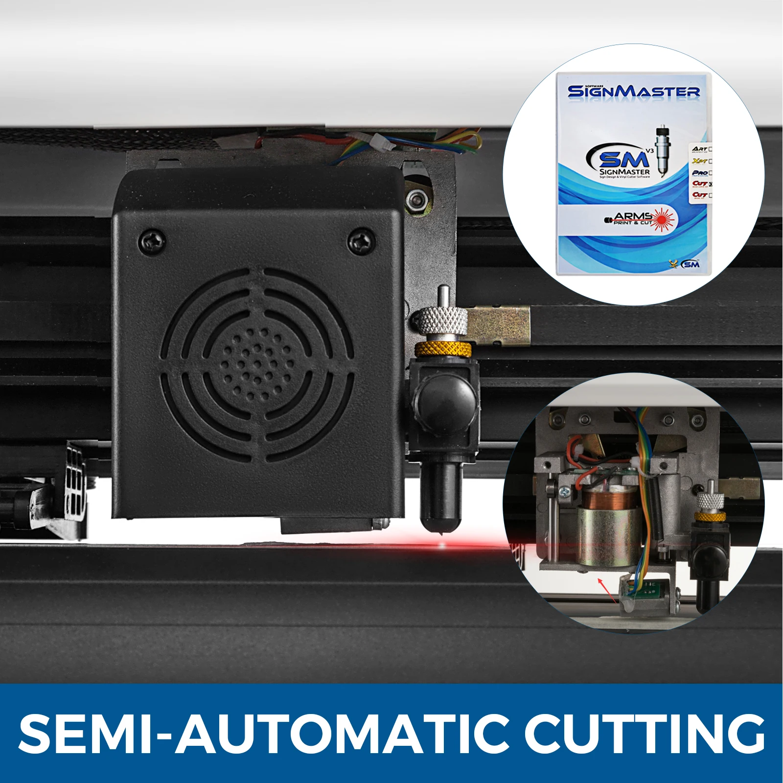 53"/34"/28"4MB Semi-Automatic Cutter Vinyl Cutting Plotter Machine Laser Positioning 3 Interface W/ SIGNMASTER Software vinyl cutter machine