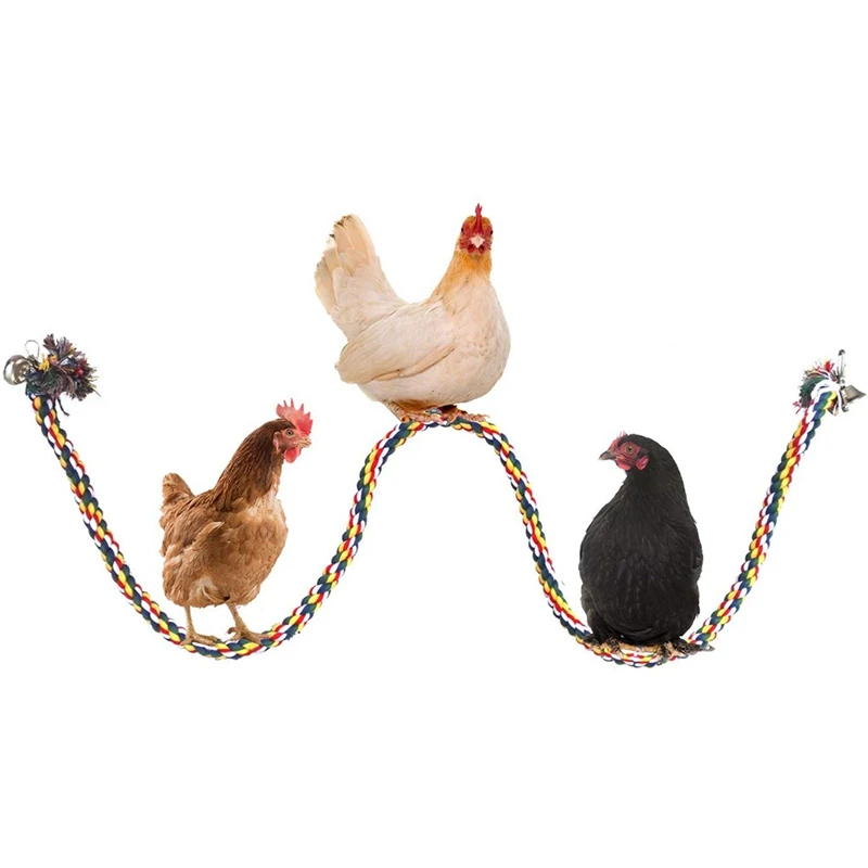 Chicken Swing Large Rope Perch Bungee Climbing Ropes with Play Chicken Ball Toys Parrot Bird Toy 59 Inches