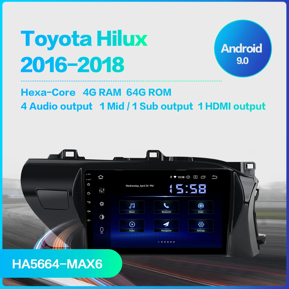 Best Dasaita 10.2" IPS Car Radio TDA7850 Android 9.0 for Toyota Hilux 2016 2017 2018 RHD Bluetooth GPS Navigation 1 din Auto Stereo 1
