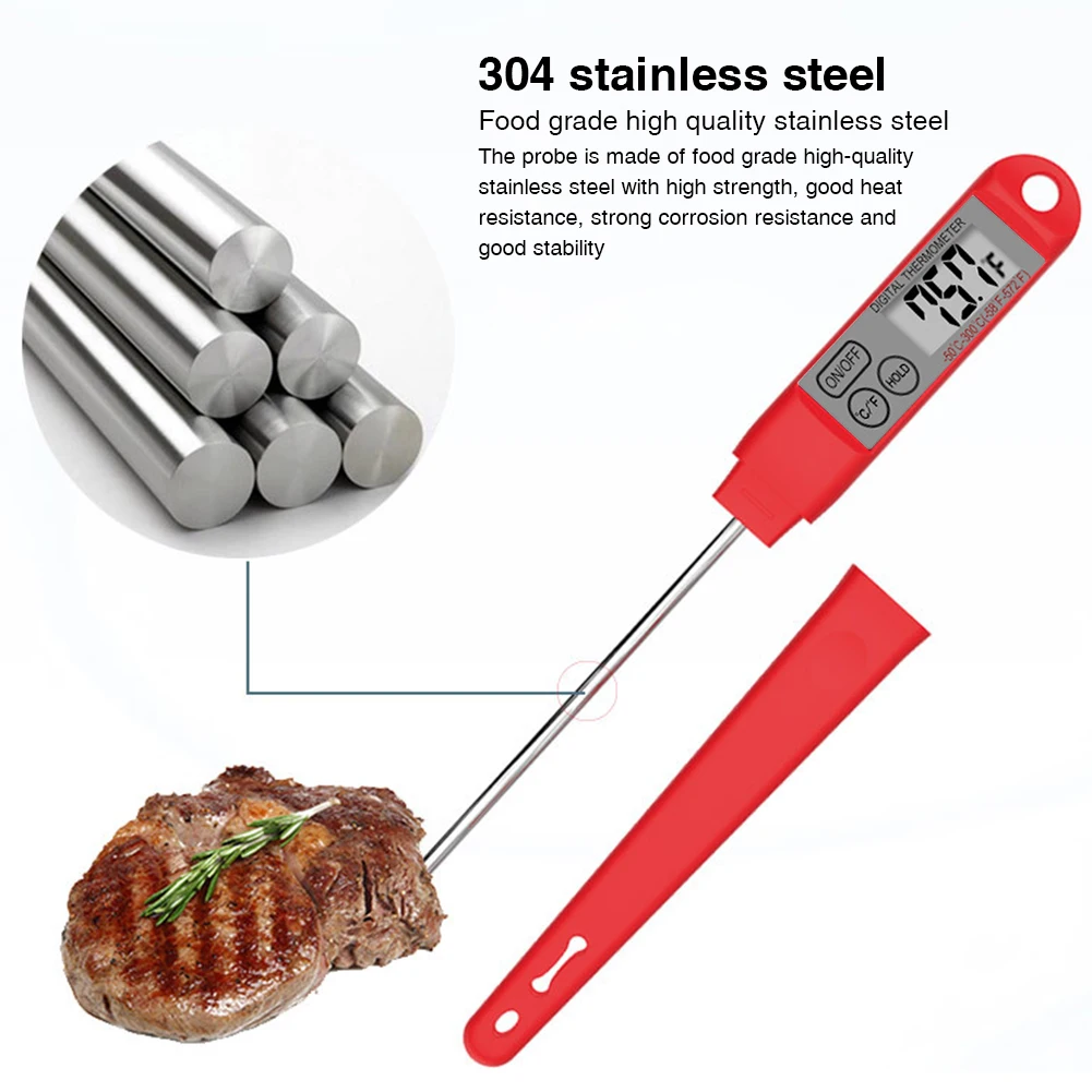 Home Kitchen BBQ Thermometer Backlight Handheld Cooking Tool Long Probe