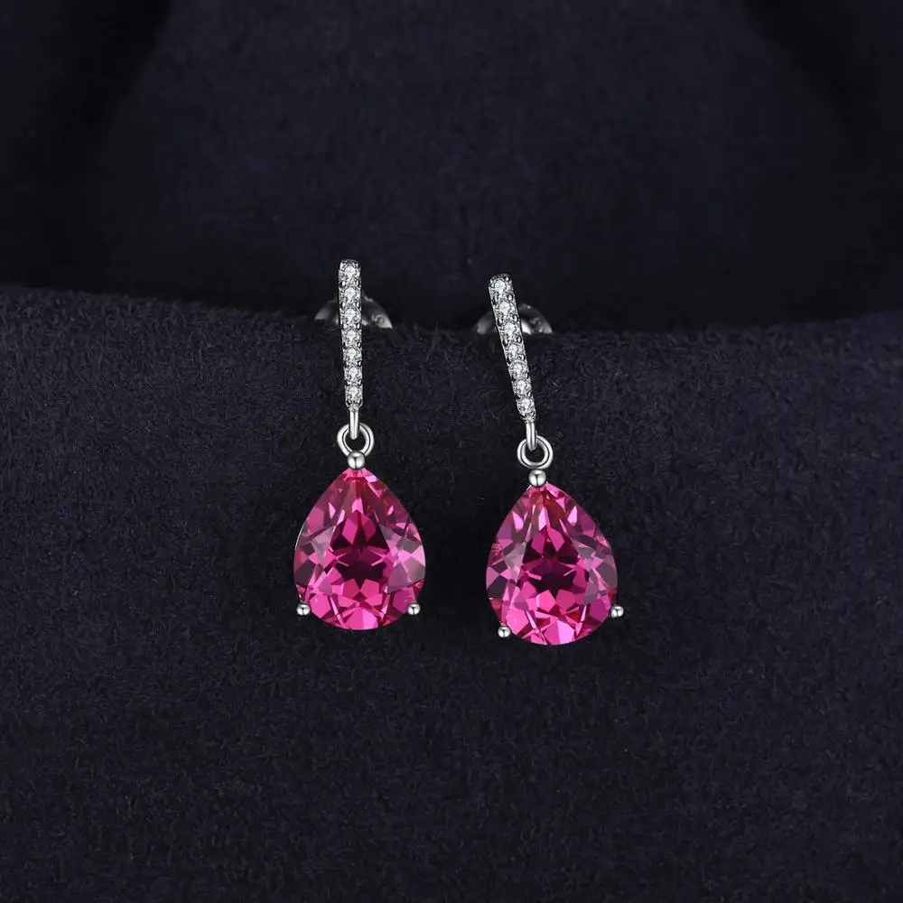 Jewelrypalace Роскошные 7ct создано розовый сапфир Висячие серьги 925 серебро Красивые ювелирные изделия воды Висячие серьги для Для женщин подарок