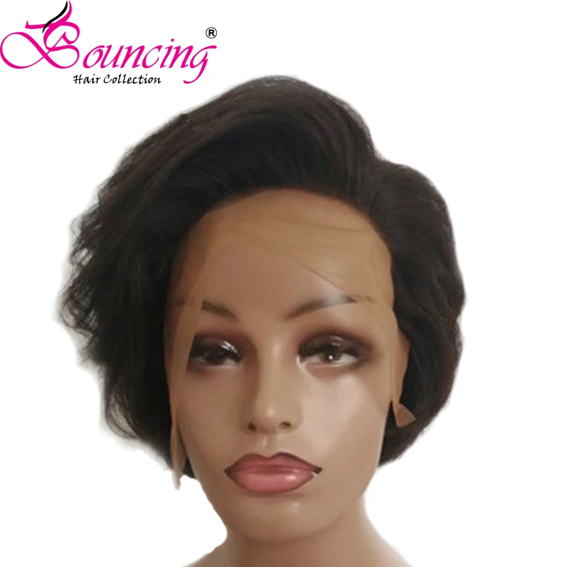 Подпрыгивающие волосы короткие Pixie Cut парики человеческие парики Remy 150 Плотность 1B/613 цвет для черных женщин Кружева передние парики