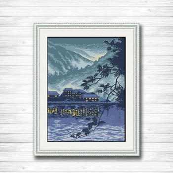 

household by the river celadon diy painting 14CT 11CT counted cross stitch Needlework Set Embroidery kits chinese cross stitch