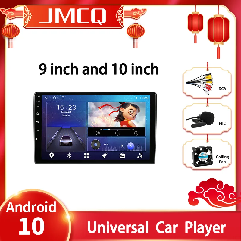 Jmcq android 9.0 universal rádio do carro multimídia player de vídeo 2din 4g jogador dsp gps navigaion 9/10.1