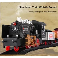 High Simulation Smoking Steam Spray 2.4G RC Steam Train Model With Sound Light Driving 666CM Track DIY Assembly Chimney Railway 2