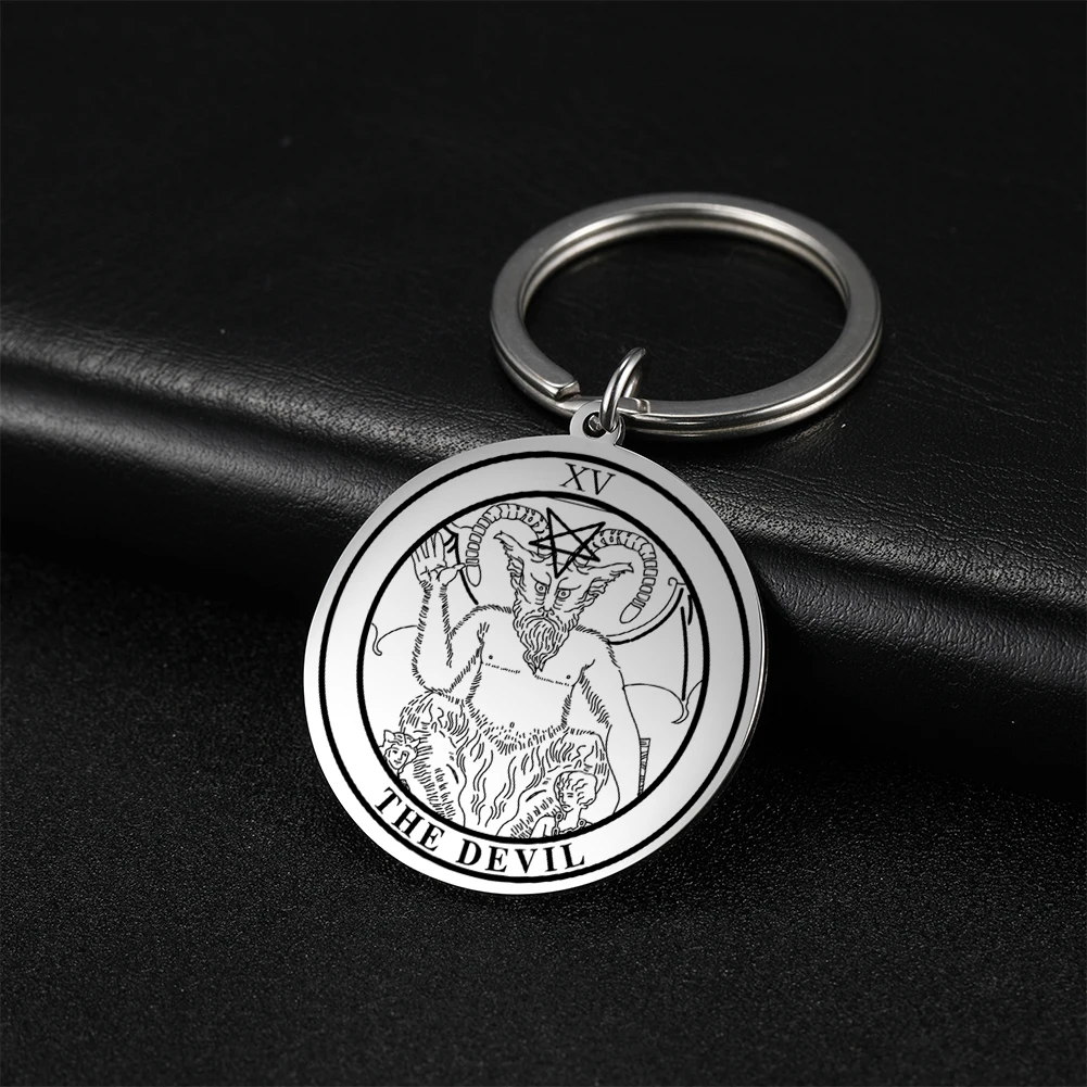 Dawapara-타로 주얼리 타로 카드 코인 펜던트 키 체인, 점성술 신비 부적 스테인레스 스틸 열쇠 고리-Freehip.co.kr