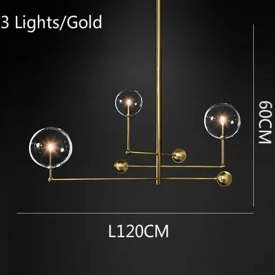 Стеклянный медальон шаровые люстры огни Скандинавское современное освещение люстры подвесной светильник части для светильников столовая кухня - Цвет абажура: 3 Lights Gold