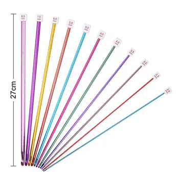 

12Pcs New Metal Handle Crochet Hook Knitting Needles Set Aluminum Bamboo (2mm-8mm) 11pcs 27CM Tools Multicolor Afghanistan