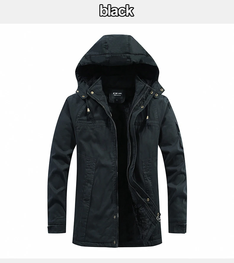 Winter Mid-length Jackets Men Military Fur Lined Thicken Warm Windbreaker Coats Mens High Quality Outdoor Tactical Parka Outwear