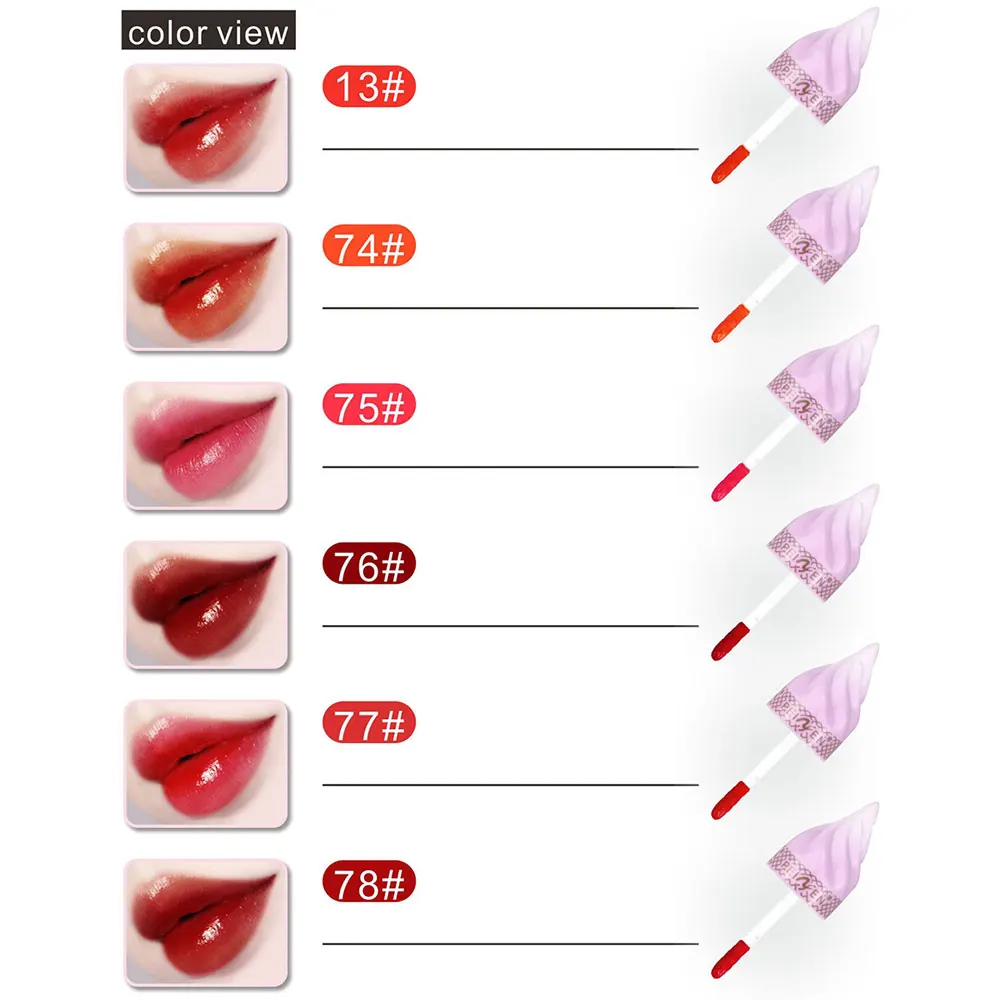 Ice Cream Lip Gloss Waterproof Long Lasting Makeup Liquid Lipstick Lip Tint Makeup Cosmetic Professional Hydrating Moisturizing