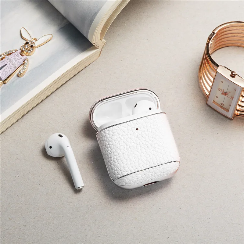 Роскошный кожаный чехол для наушников OTTWN с пряжкой в виде личи для apple airpods 1/2, чистый цвет, бизнес кожа для bluetooth, чехол для наушников