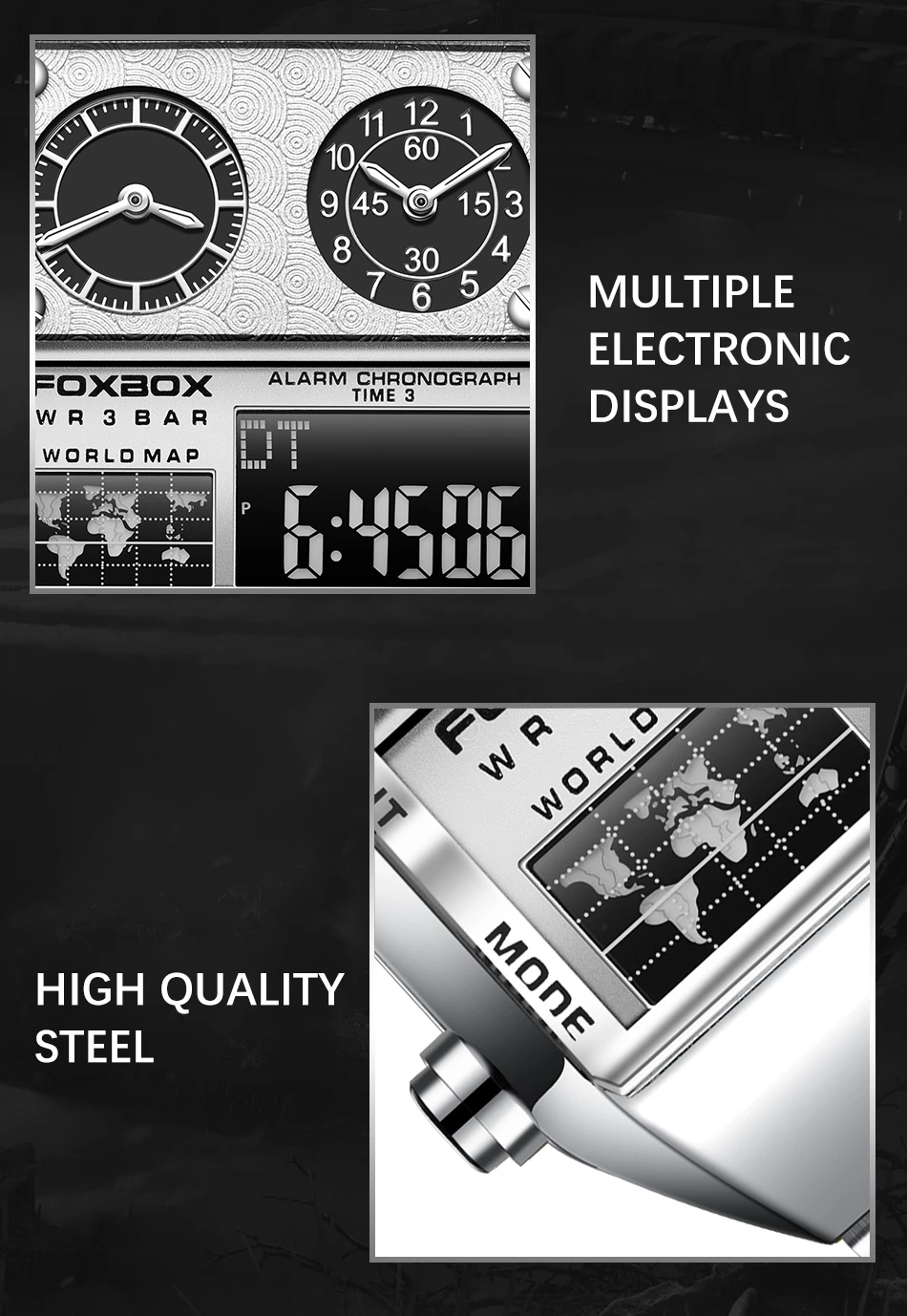 Dual Display Quartz Men Watches Military Luminous Sports Man Wrist Watch Steel Band Waterproof Male Clock_voghion.com