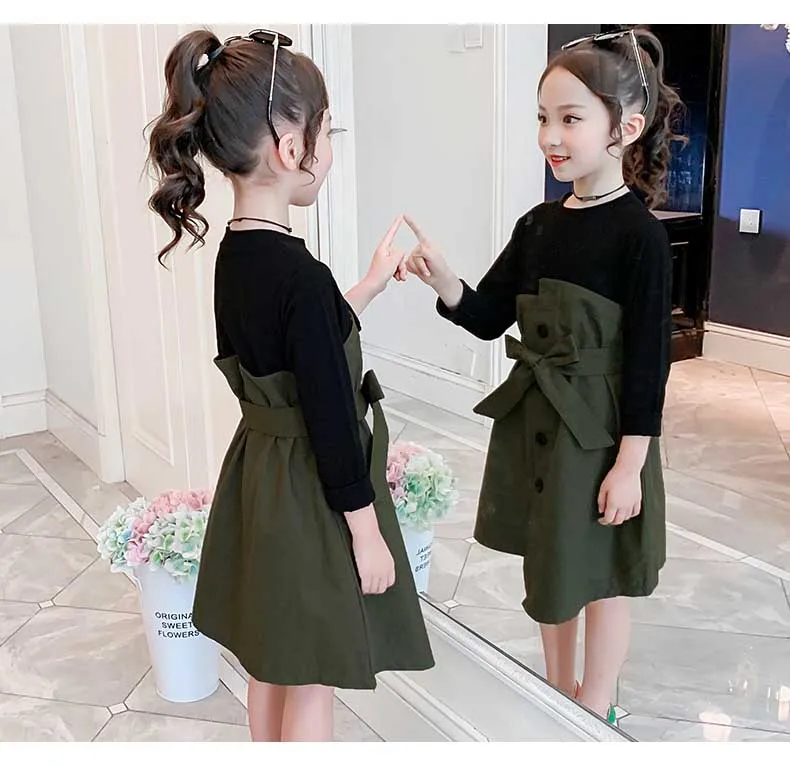 School New Girls Dresses 2019 Teenage Children Patchwork Dress Autumn Spring Girl Dress Baby Princess Dress Toddler Clothes (10)