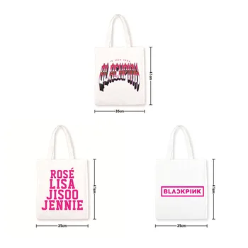 

KPOP Blackpink Jennie Rose Lisa Jisoo Canvas Bag Album Zipper Bag Handbags Printed Shopping Bags Travel Bag Fans Collection Gift