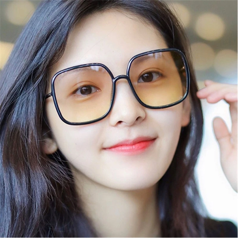 2020 New Large Square Glasses Pink Sexy Female Flat Mirror Anti-blue Transparent Glasses Frame eye glasses frames for women