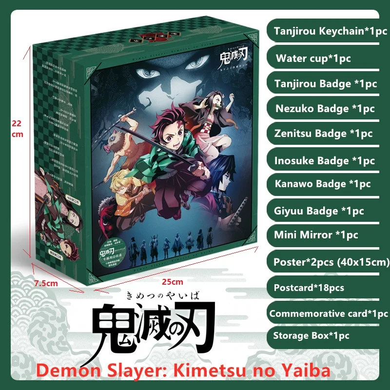 Аниме Demon Slayer Kimetsu no Yaiba постер Игрушка Подарочная коробка Tanjirou Nezuko Zenitsu Inosuke значок булавка открытка водный брелок-чашка