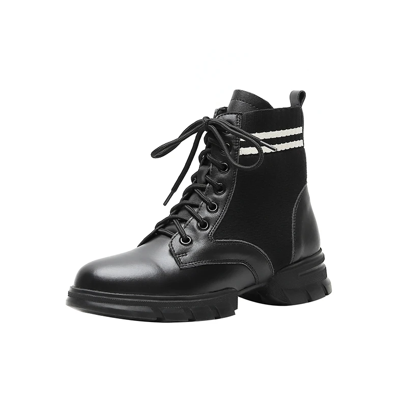 SOPHITINA/женские сапоги из натуральной кожи; зимняя обувь ручной работы на среднем каблуке со шнуровкой; классические женские сапоги на высоком каблуке с круглым носком; MO274 - Цвет: Black Cortex