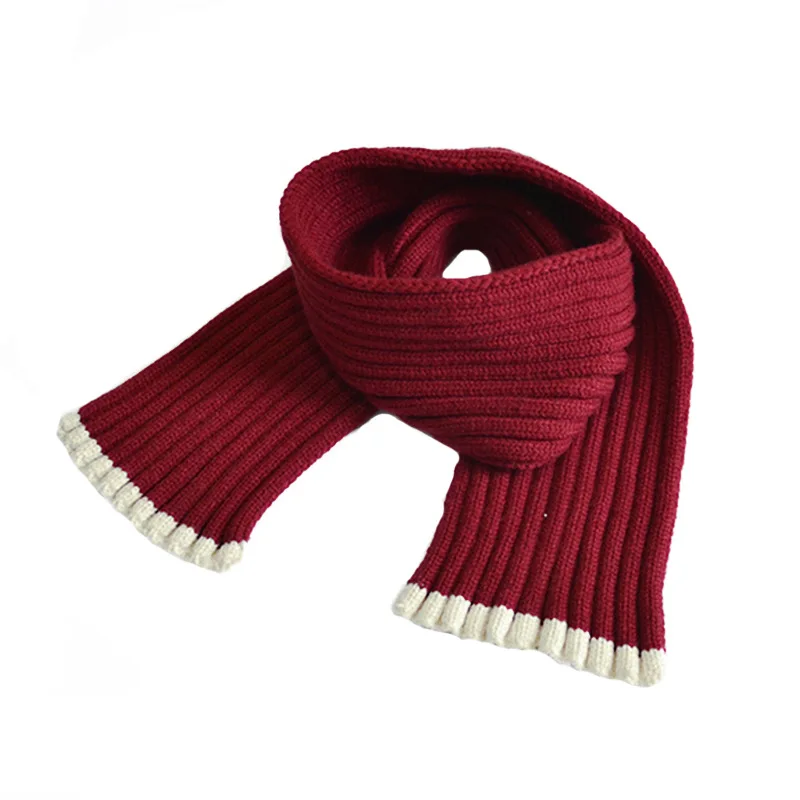 New Fashion Kids Scarves Winter Warm Baby Boys Girls Scarf Patchwork Soft Woolen Yarn Knitted Scarf Children Stretch Neck Ring