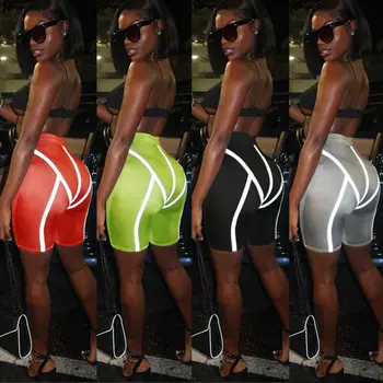

Sexy Women Sport High Waist Shorts Athletic Gym Fitness Luminous Tracksuit Hiking Outdoor Workout Yoga Leggings Breathable
