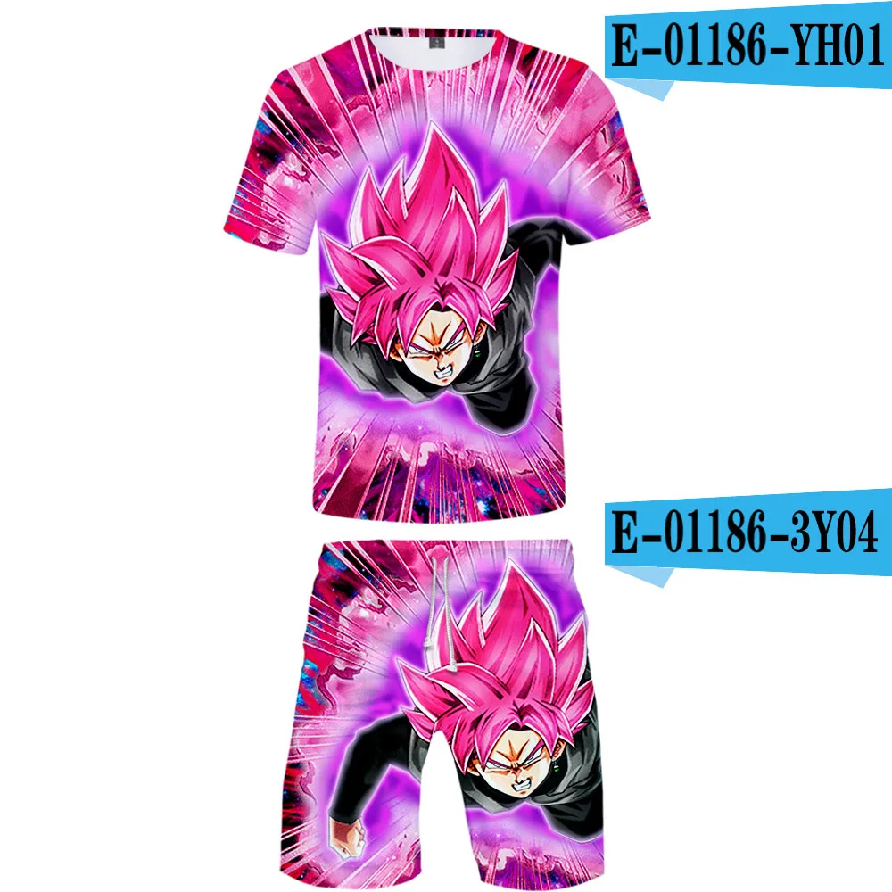 DRAGON BALL Z Harajuku 3D Повседневное крутая Мужская 2 комплекта летние популярные кепки в стиле "хип-хоп" Хай-стрит футболка, рубашка+ Комплекты с короткими штанами - Цвет: 3D