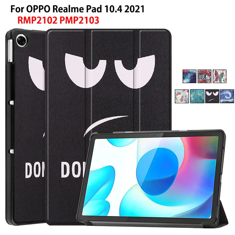 

Чехол Funda для Realme Pad 10,4 2021, чехол для планшета тройного сложения RMP2102 RMP2103, чехол-книжка для OPPO Realme Pad 10,4 дюйма, чехол для планшета