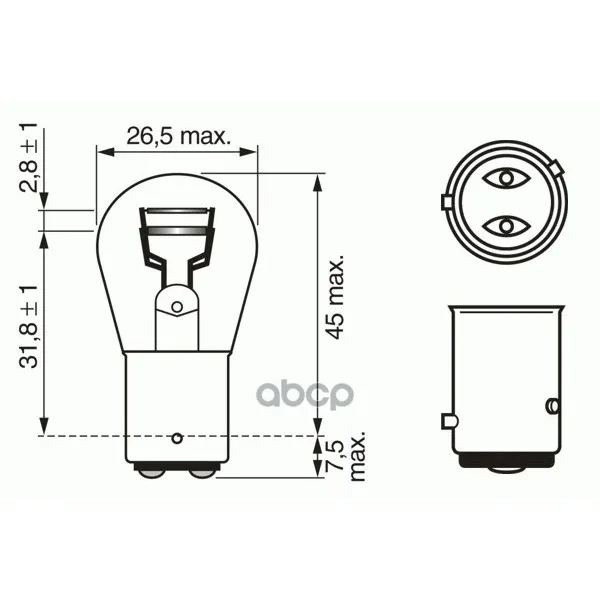 Лампа Накаливания 10шт В Упаковке P21/4w 12v 21/4w Baz15d Pure Light(Стандартные Характеристики) Bosch арт. 1987302215
