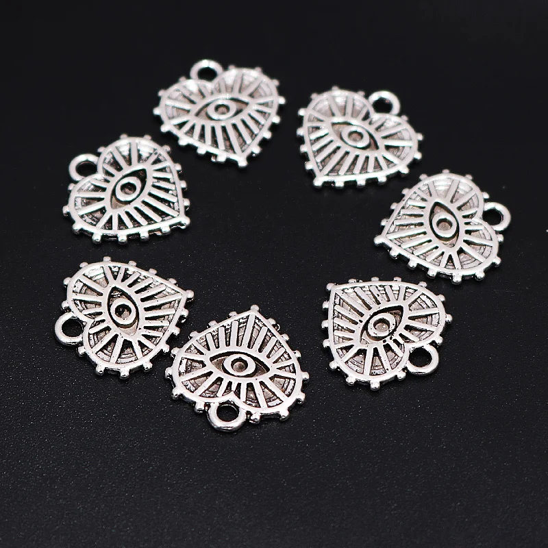 

25pcs Silver Plated Retro Demon Eye All Seeing Eye Pendant DIY Charms Bracelet Earrings Metal Accessories 15*16mm P649