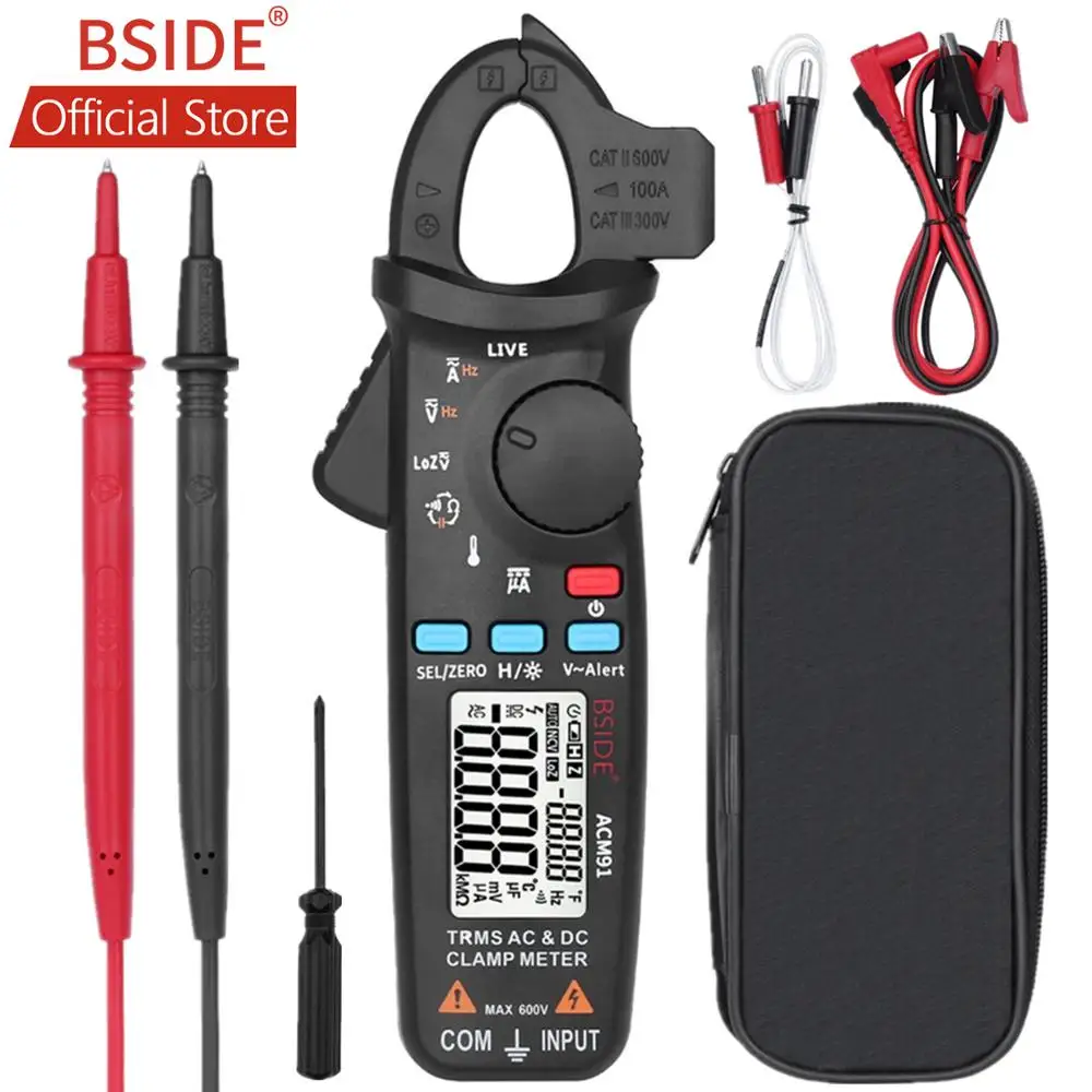 Kaufen BSIDE ACM91 Digital AC DC Strom Clamp Meter Auto Palette Auto Reparatur TRMS Multimeter Live Überprüfen NCV Frequenz kondensator Tester