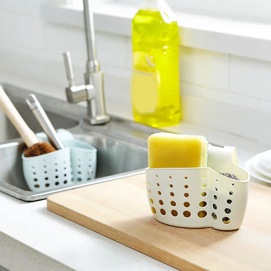 ✨ Sink Shelf Soap Sponge Drain Rack Silicone Storage Basket Bag