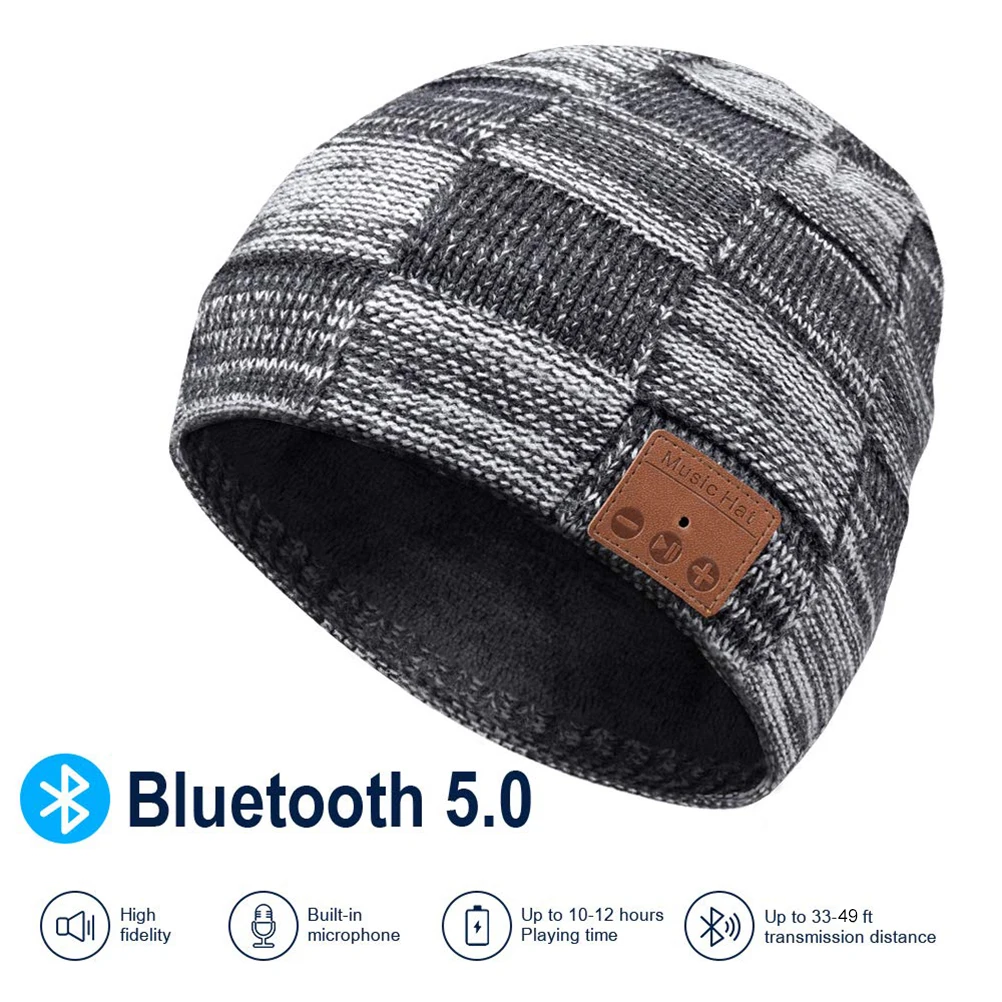 Шапка бини шапка Bluetooth V5.0 беспроводные наушники стерео динамики со встроенным