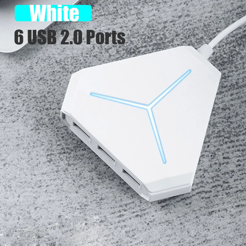 Мульти USB 3,0 концентратор USB разветвитель устройство для чтения карт SD TF с микрофоном Интерфейс высокая скорость 6 портов концентратор для ПК Компьютерные аксессуары - Цвет: WHITE 6 usb2.0 ports