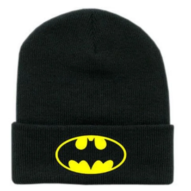 

New Embroidery Batman Dealpool Captain America Winter Hat Fashion Warm Cap Hip Hop Women Men Black Beanies Skullies