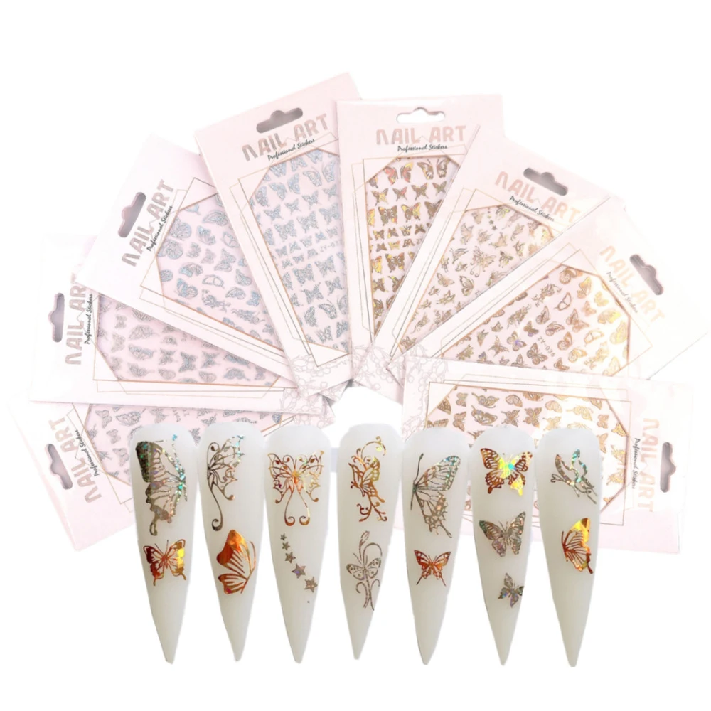 

1pcs Gold Silver Nail Art Stickers Spring Summer Metal Sticker Decals Holographic Manicure Decorations