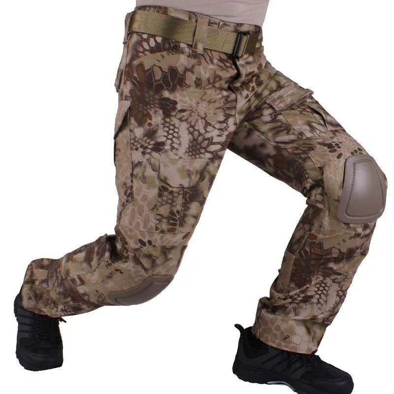 Tactical BDU Cargo Pants Kryptek Highlander Camo Combat Pants With Knee Pads Men Camo Airsoft Sniper Hiking Hunting Trousers