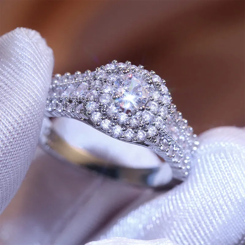 Klassische Luxus Farbe Ringe 2Ct 8 стрел Герцена огранка AAA Zirkon Hochzeit Schmuck Ringe обручальное кольцо feur Frauen