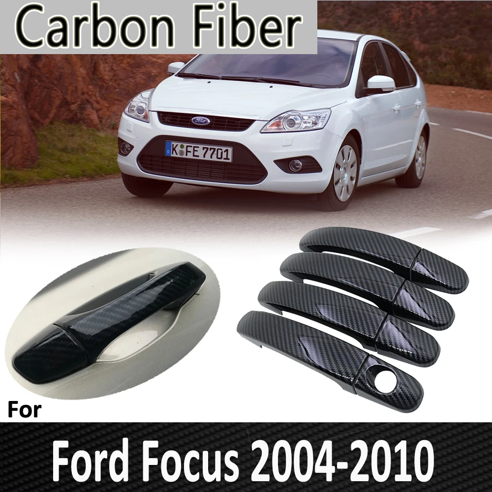 Черное углеродное волокно для Ford Focus 2 MK2 MK2.5 2004 2005 2006 2007 2009 2010 дверная ручка крышка