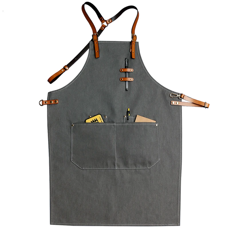 

2019 Bibs Denim Cowboy Aprons for Women Men BBQ Chef Home Kitchen Dress Barber Hairdress Cafe Jeans Cook Waiter Custom logo